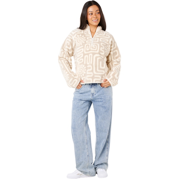 2025 Rip Curl Womens Sunset Luau 1/4 Zip Polar Fleece 0AGWFL - Bone